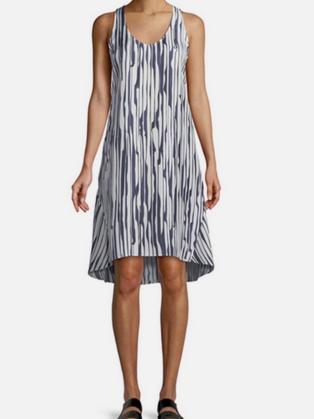Theory Adlerdale Broken-Stripe Silk Dress